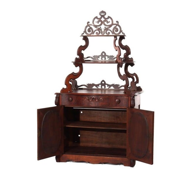 Victorian Antique Victorian Walnut & Burl Etagere Server C1880 For Sale - Image 3 of 18