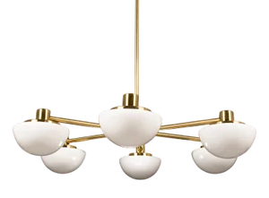 Bau Chandelier in Brass and Glass by Klaus Michalik for Stockman Orno, 1960s