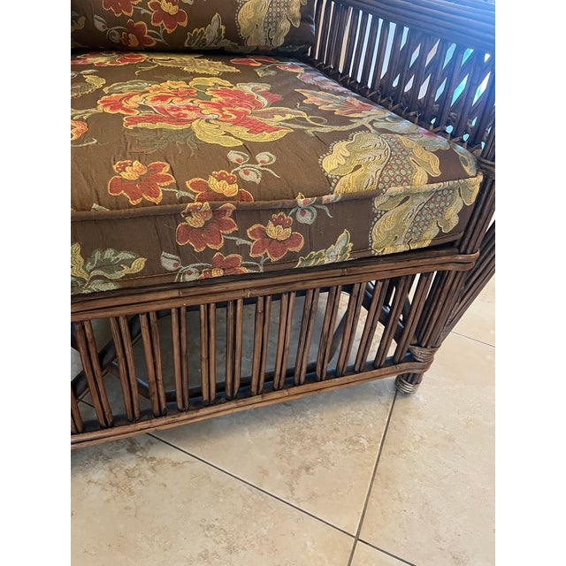 1990s Stunning Vintage Coastal Palecek President’s Stick Rattan Lounge Chair For Sale - Image 5 of 12