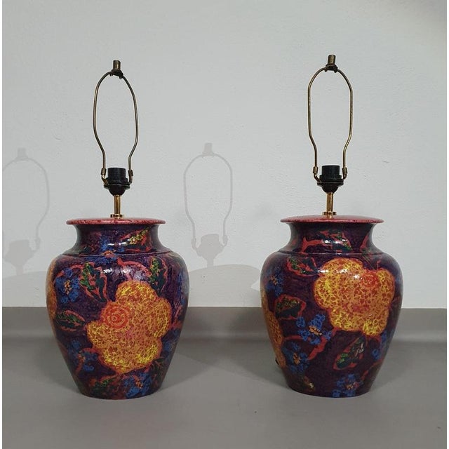 French Hand-Turned Glazed Ceramic Vase Table Lamps, Set of 2 For Sale - Image 16 of 16