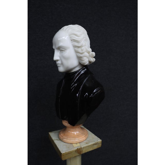 Wolfgang Mozart Tricolor Marble Bust For Sale - Image 10 of 16