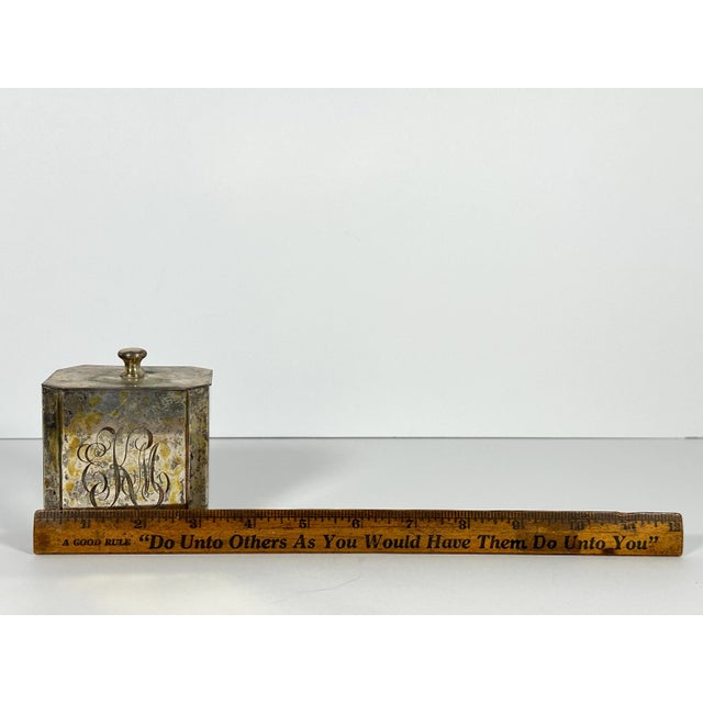 Mid 20th Century Silver Plated Tea Caddy: Georgian Style Monogrammed Box For Sale - Image 10 of 10
