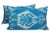 Silk Ikat Turquoise Pillows- A Pair For Sale