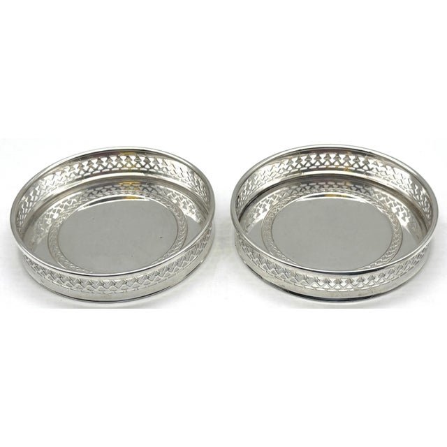 Neoclassical Pair Padova (Padua), Northern Italian .800 Silver Neoclassical Wine Coasters For Sale - Image 3 of 10