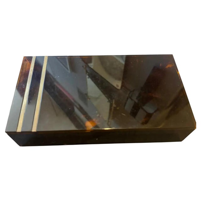 Mid-Century Modern 1970s Mid-Century Modern Faux Tortoiseshell Lucite Luxury Box Dior Home Style For Sale - Image 3 of 10