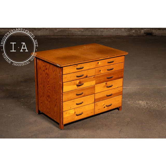 Mid-Century 12-Drawer Drafting & Parts Cabinet For Sale - Image 4 of 14