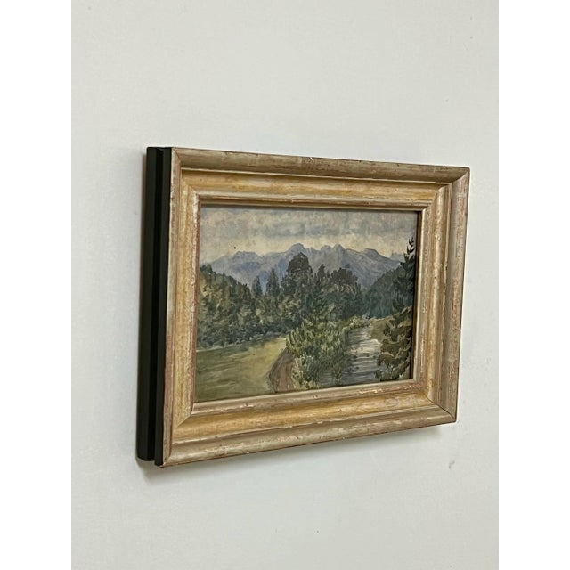 Handsome vintage watercolor painting on paper of a Mountain Landscape. From a South Carolina estate where I bought a few...