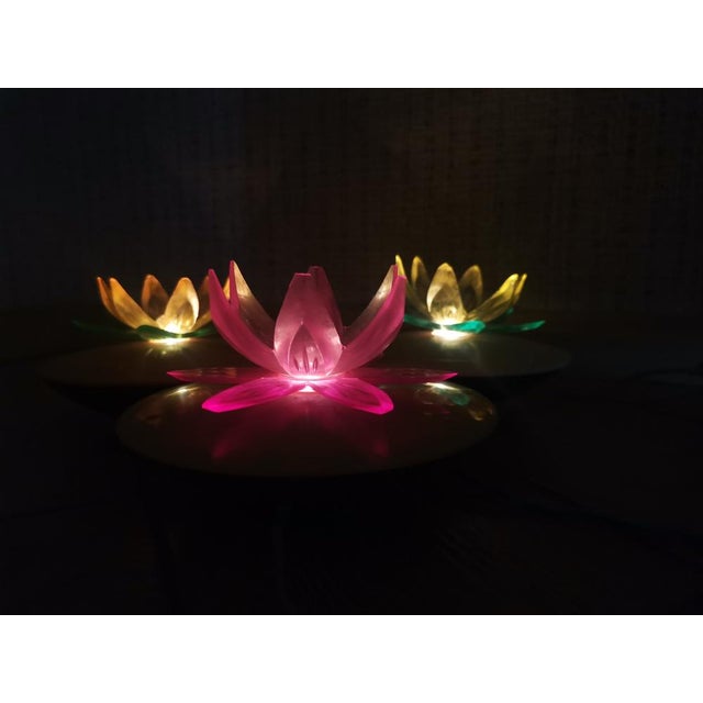 Small Eastern European Acrylic & Plastic Water Lily or Lotus Night Lamp, 1970s For Sale - Image 9 of 14