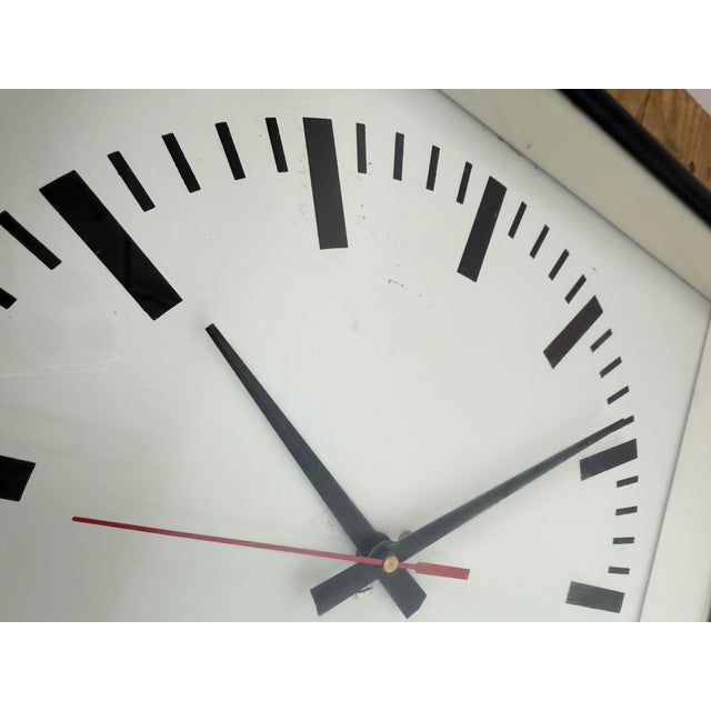 Industrial Black Square Wall Clock from Pragotron, 1980s For Sale - Image 15 of 18