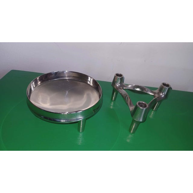 Modular candleholder + bowl by ceasar stoffi & fritz nagel for bmf, 1970s, set of 2 ++++ 3 x new candles as a gift...