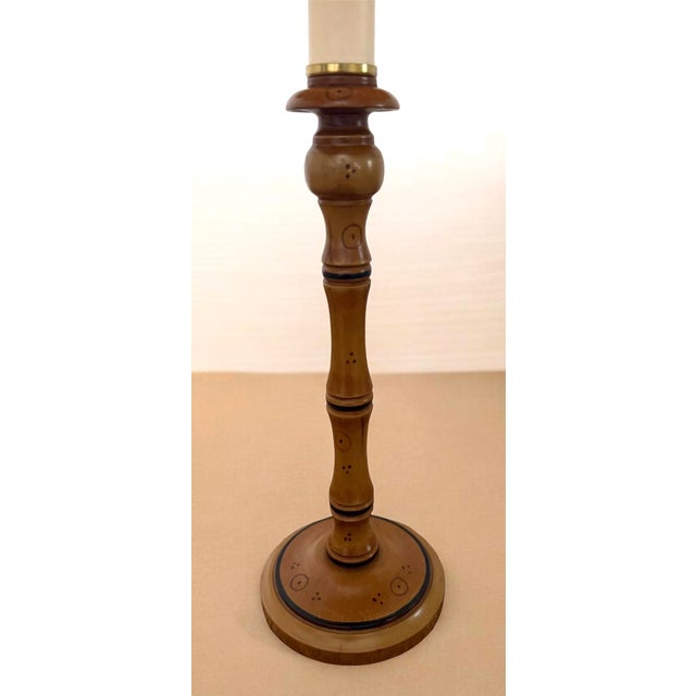 Late 20th Century English Colefax and Fowler Style Faux Bamboo Painted Table Lamp With Custom Shade For Sale - Image 11 of 12