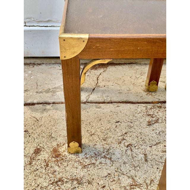 Vintage Brass and Wood Chinoiserie Style Plant Stands-A Pair For Sale - Image 9 of 10