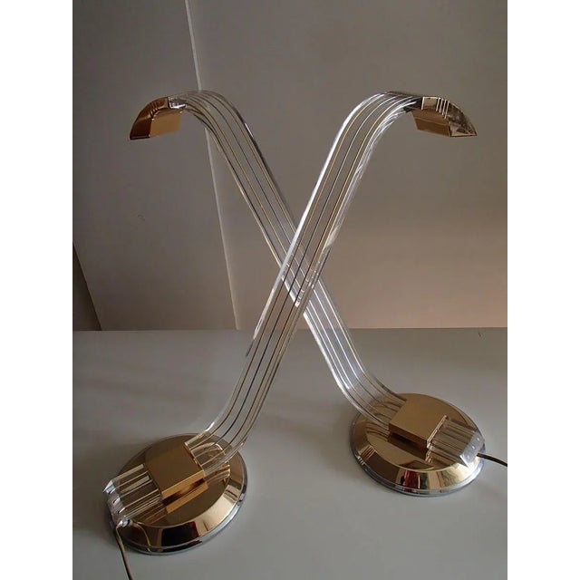 Brass & Chrome Table Lamps, 1990s, Set of 2 For Sale - Image 4 of 18