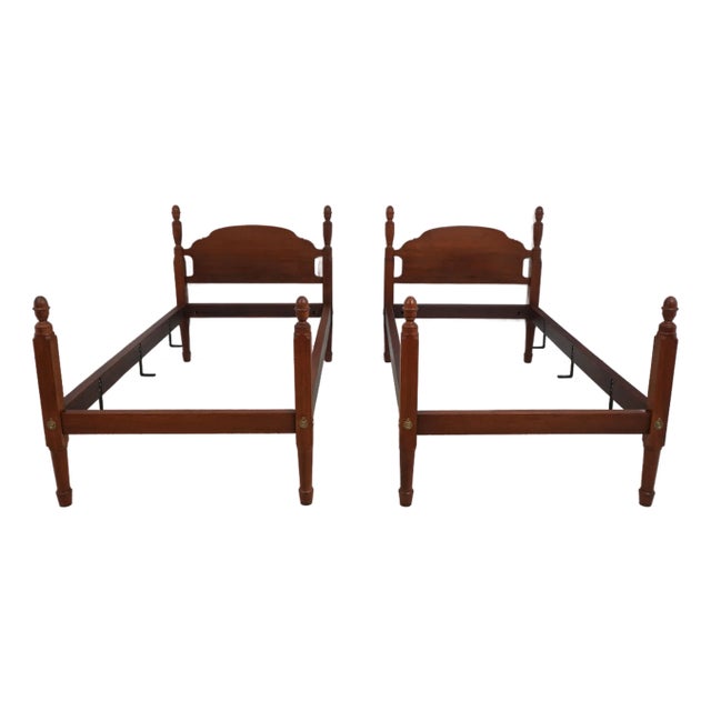 Pair of Custom Made Colonial Twin Beds For Sale