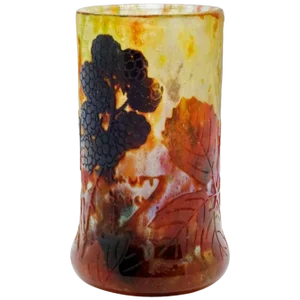 Art Nouveau Style Cameo Vase with Blackberry Decor from Daum Nancy, France