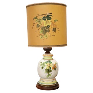 Vintage Italian Hand Painted Ceramic Table Lamp, 1980s For Sale