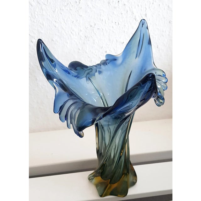 Murano Glass Vase (Blue & Yellow)