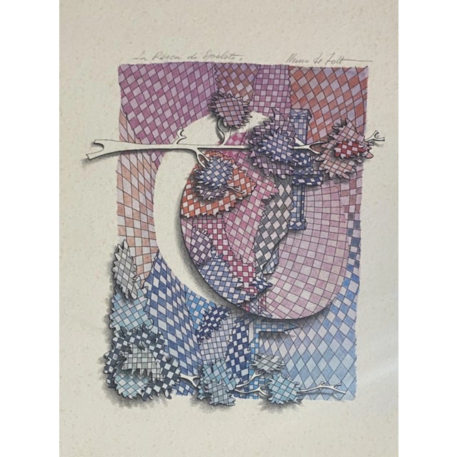 Nevio De Zolt - La Rocca Di Spoleto - Original Ink and Watercolor - 20th Century For Sale