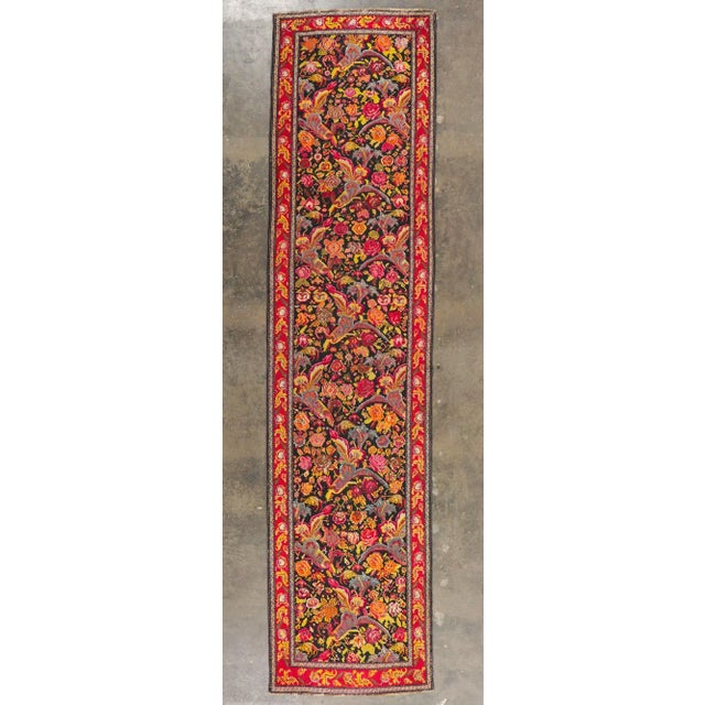 Black Early 20th Century Antique Caucasian Karabakh Hallway Rug, 03'10 X 16'00 For Sale - Image 8 of 9