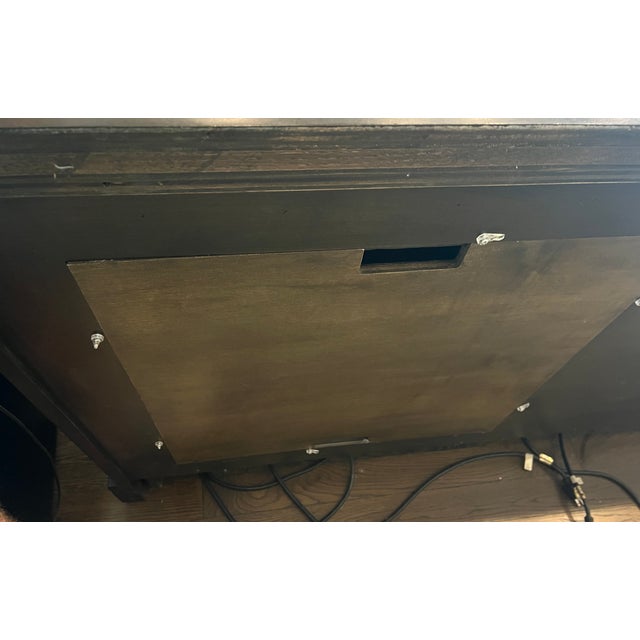 Wood Exceptional Custom Solid Maple Media Console / Credenza With Pocket Doors & Integrated Power For Sale - Image 7 of 8