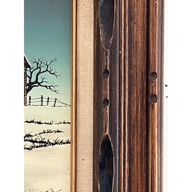 Textile Vintage Winter Farm Landscape Oil by H. Hargrove For Sale - Image 7 of 9