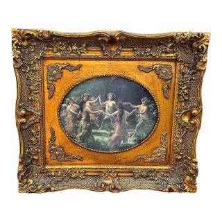 1990s Vintage Ornate Gilt Framed Victorian Print - Dance of the Fairies For Sale