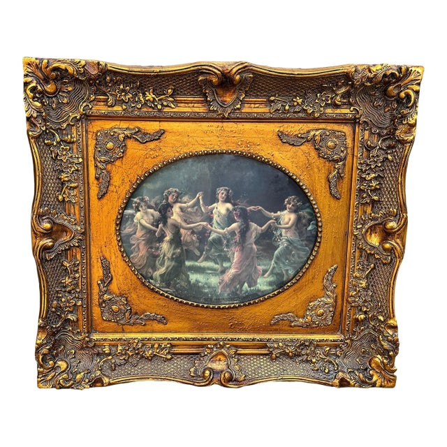 1990s Vintage Ornate Gilt Framed Victorian Print - Dance of the Fairies For Sale