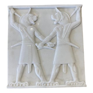 Hand-Carved White Marble Relief Panel For Sale