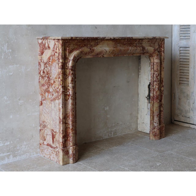 Antique French Boudin Mantelpiece in Brèche De Montmeyan Marble, 1800s For Sale - Image 12 of 15