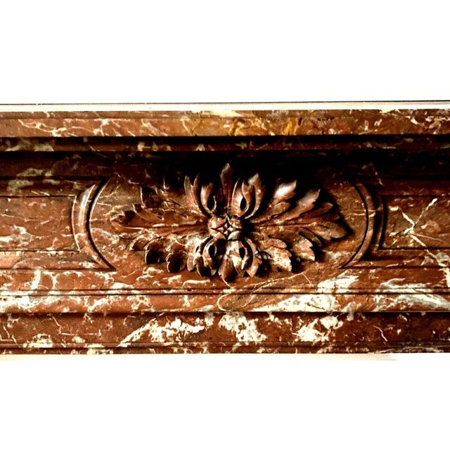 Louis XVI Style Fireplace in Speckled Red Marble For Sale - Image 3 of 8