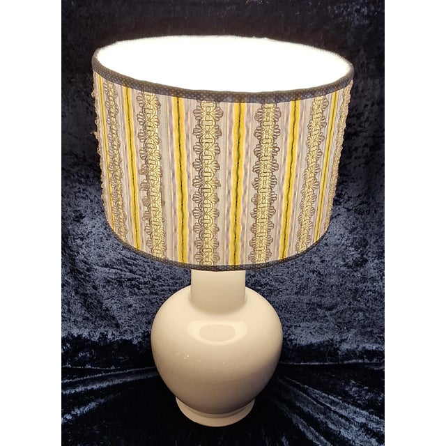 Vintage Table Lamp with Fabric Shade, 1980s For Sale - Image 3 of 8
