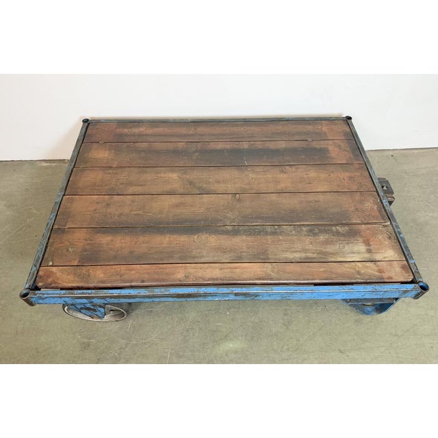 Large Industrial Blue Coffee Table Cart, 1960s For Sale - Image 17 of 18
