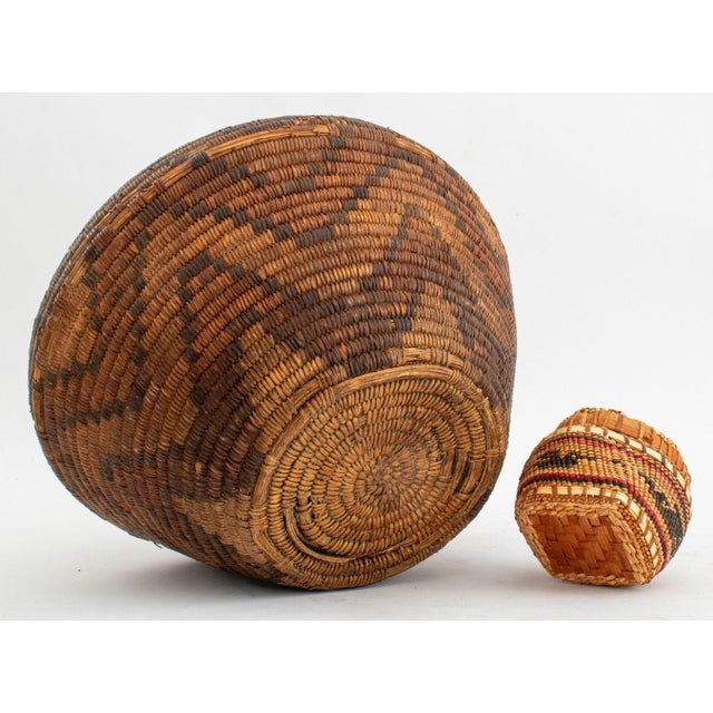 Brown Native American Woven Baskets, 2 For Sale - Image 8 of 8