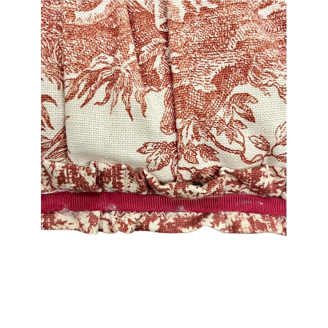 Red Vintage French Provincial Style Red Toile Foot Stool in the Style of Mackenzie Childs For Sale - Image 8 of 13
