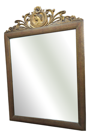 Large Art Nouveau Wall Mirror with Gold Frame, 1900s