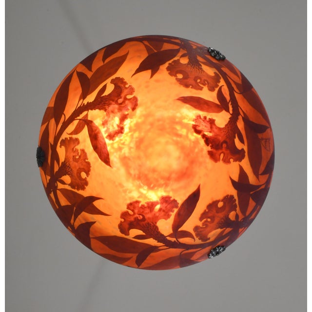 1920s Daum Majorelle French Art Deco Cameo Glass Pendant Light For Sale - Image 10 of 14
