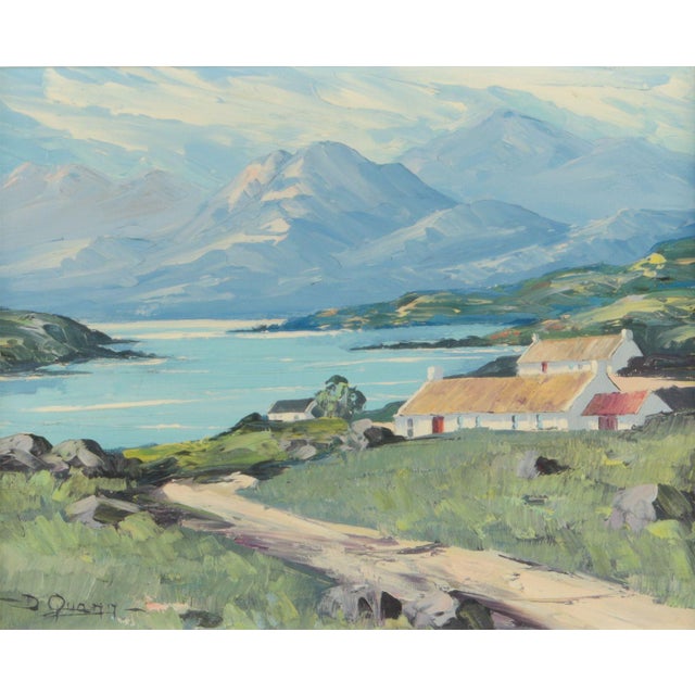 Small Oil of Cottages beside a Lake in Mountains on the Antrim Coast in Ireland 1985 Circa For Sale - Image 16 of 18