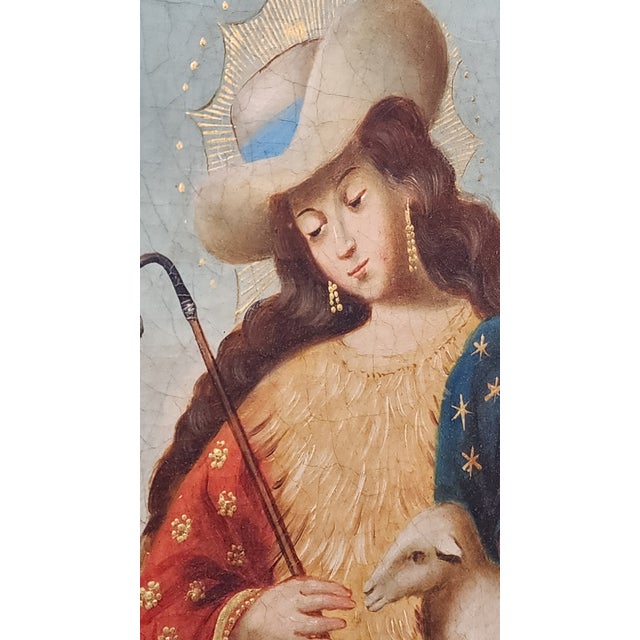 Late 19th Century Divine Shepherdess Original Oil Paniting For Sale In Atlanta - Image 6 of 11