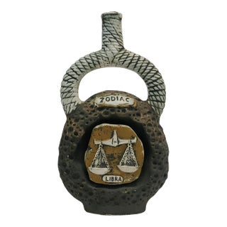 Vintage 1970s Casa Vento Ceramic Zodiac Collectors Wine Bottle For Sale