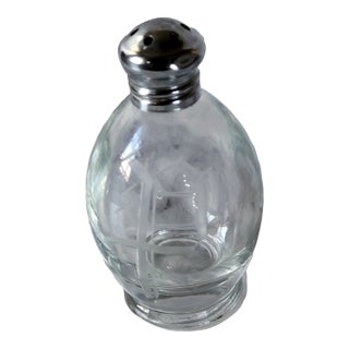 Vintage Etched Glass Single Salt Shaker For Sale
