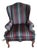 Stripped Upholstered Queen Anne Wingback Chair For Sale