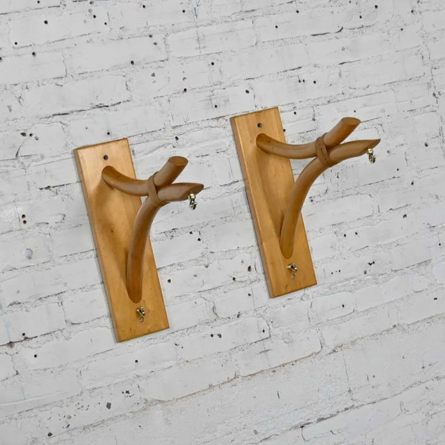 Brown Mid-Century Modern Rattan Wall Brackets a Pair For Sale - Image 8 of 13