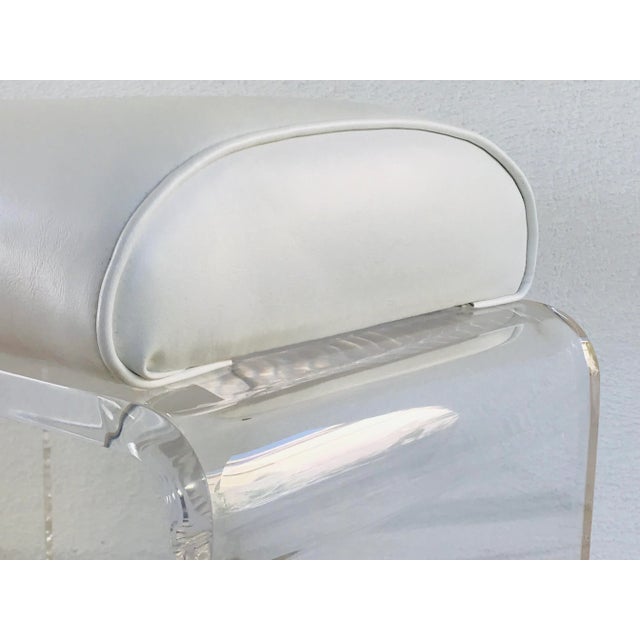 1970s 1970s Lucite and Leather Vanity Stool For Sale - Image 5 of 12