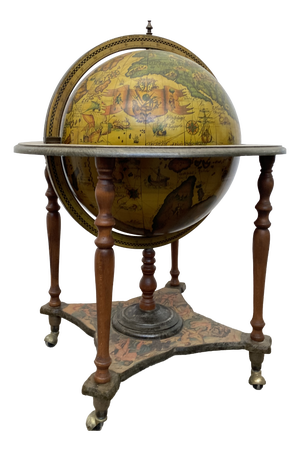 Vintage Rolling Wooden Globe Bar, Italy, 1960