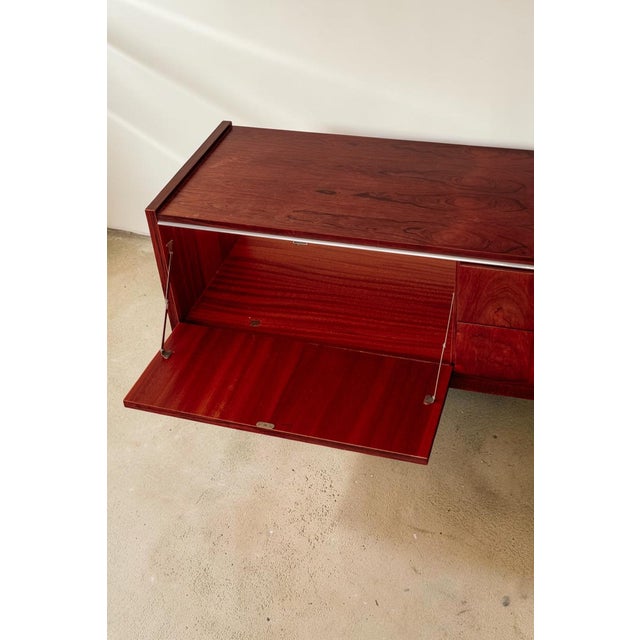 Wood Mid-Century Indonesian Rosewood Veneer and Chrome Lowboard Dresser, 1960s For Sale - Image 7 of 11