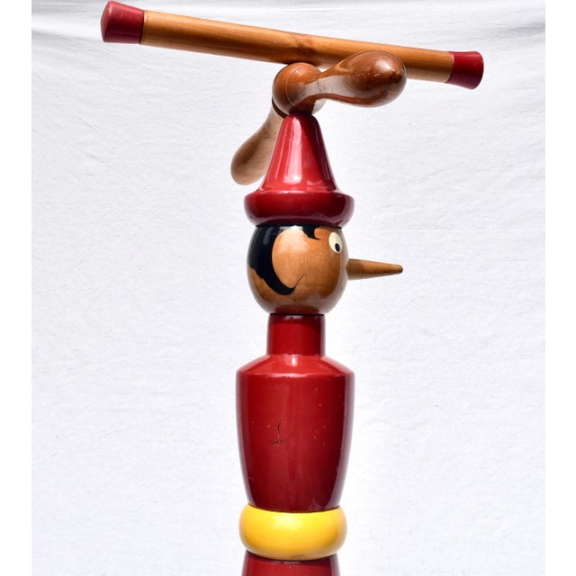 Wood Italian Folk Art Valet Stands Pinocchio & Jiminy Cricket, 1940s For Sale - Image 7 of 13