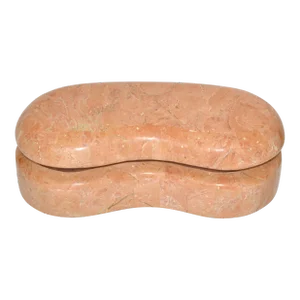 Vintage Maitland Smith Decorative Tessellated Stone Kidney Shaped Box Keepsake