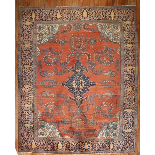 Late 19th Century Zabihi Collection Antique Persian Sarouk Ferahan Rug - 10'7" x 12'9" For Sale - Image 5 of 12