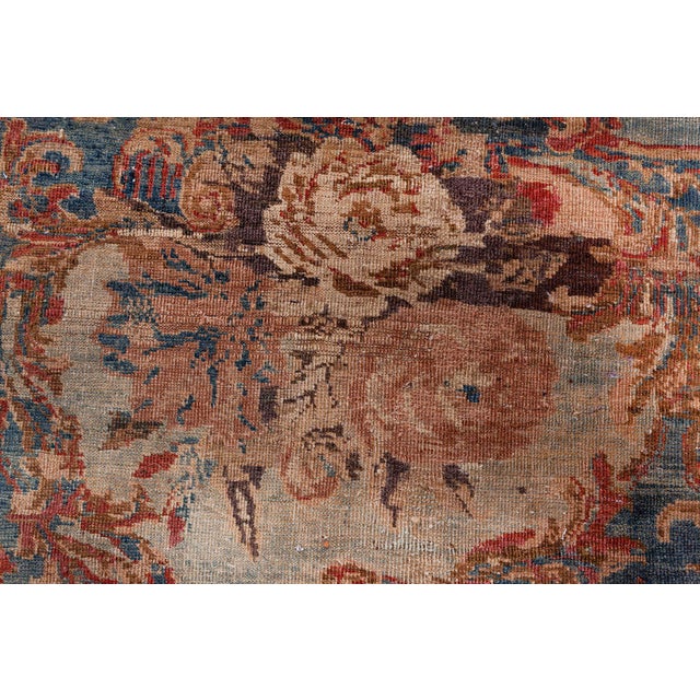 One-of-a-kind Antique Persian Tabriz Botanic Handmade Wool Carpet For Sale - Image 4 of 9
