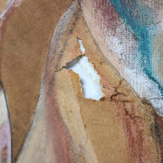 Mid Century Modern Abstract Impressionist Multimédia Painting on Canvas C1968 For Sale - Image 10 of 13